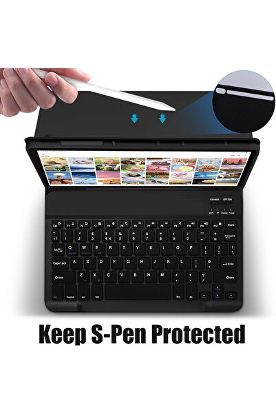 HYX حافظة مع لوحة مفاتيح بلوتوث قابلة للفصل لجهاز Samsung Galaxy Tab S10 Lite / S10 FE / S9 FE / S9 11 بوصة