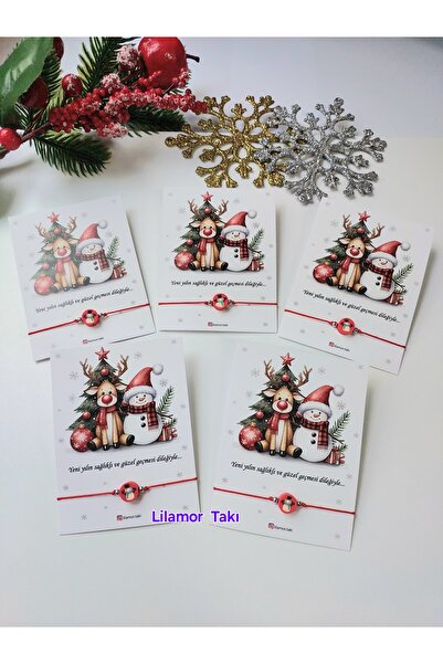 Lilamor 5 Adet Yılbaşı Yeni Yıl Hediyesi Kardan Adam Bileklik