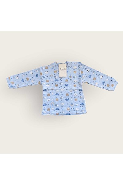 Kindo Baby Children's Patterned Long Sleeve Pajama Set with Snap Buttons on the Shoulders