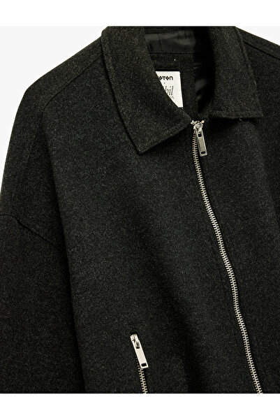 Koton Oversized Anthracite Women's Jacket 6Wak20379Ew