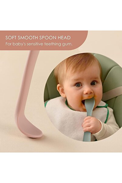JOYZ Silicone Feeding Spoons, 4-Pack Flexible Training Spoons with Soft Edges for 6-12 Months