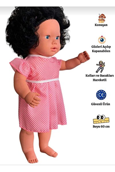 ŞAŞKIN HOUSE Sevimli Büyük Boy Türkçe KonuşanEt Bebek Oyuncak 60 cm