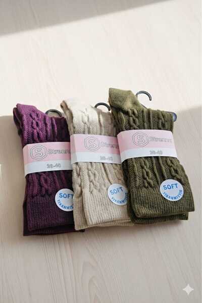 Strenna KADIN LAMBSWOOL (YÜN) ÇORAP ; 3'LÜ ASORTİ SETLER; 36-40