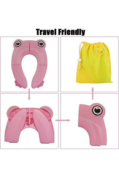 PandaEar Folding Travel Toilet Seat Cover for Children (Pink)