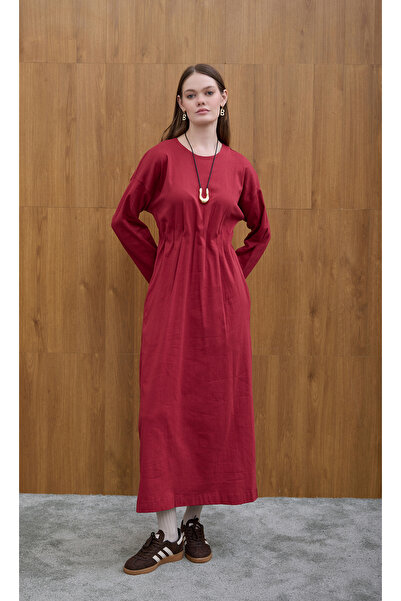 Birgül Bektaş Φόρεμα με κρυφή πιέτα σε μπορντό χρώμα