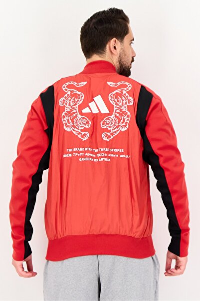 adidas Men Sportswear Fit Long Sleeve Training Jacket, Red