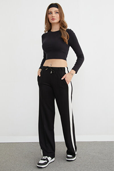 Fulla Moda Modal Sweatpants with Side Stripes