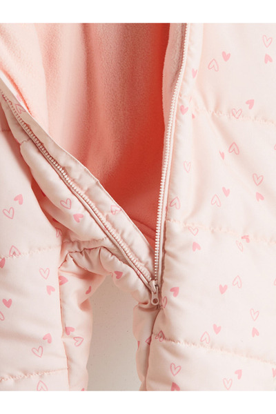 LC Waikiki Baby Pink Hooded Printed Baby Girl Astronaut Coat