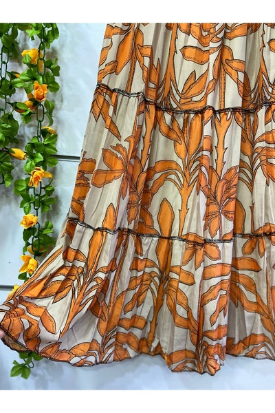 edu collection Patterned Three-Layer Chiffon Skirt with Lining