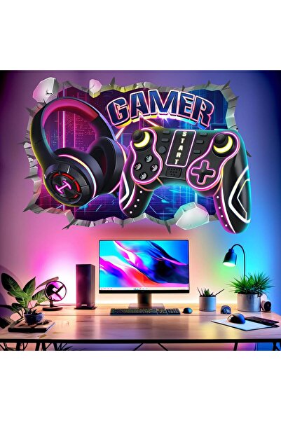 Amimagen Gamer Wall Decals for Kids Boys - Peel and Stick Gaming Wall Stickers