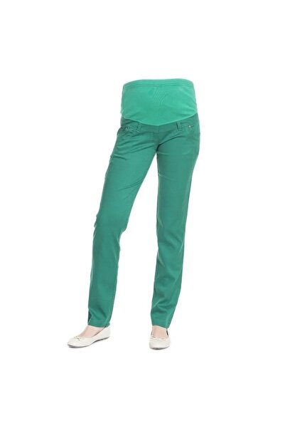 Desen Hamile Giyim Green Canvas Maternity Pants