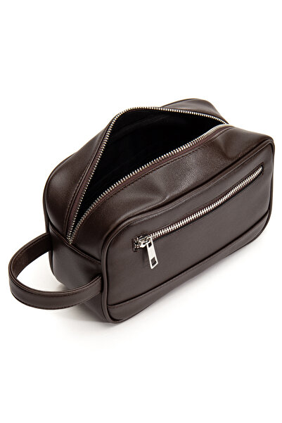 gio&mi Atlas Men's Vegan Leather Portfolio Clutch Travel Casual Handbag Brown