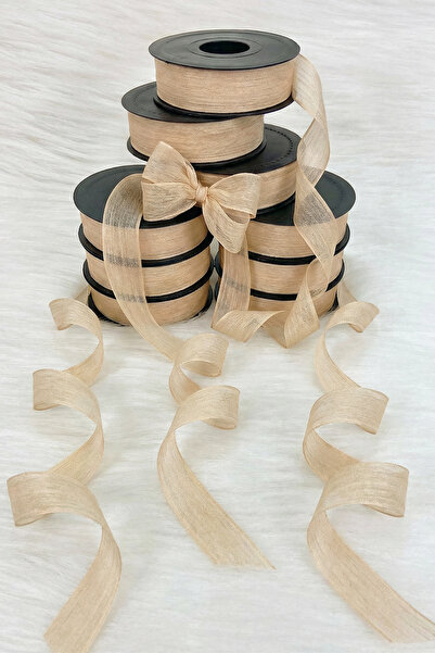 ZEYMERADE Κορδέλα Καπουτσίνο Λινό Νοπέλι 2,5 εκ. 20 μέτρα, Κορδέλα Διακόσμησης Δώρου Ειδικής Ημέρας Προσωπικής Προσφοράς