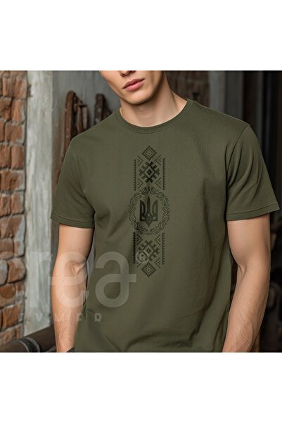 Crea Eymer Wear Ukraine Union Emblem Printed - Regular Biker Model - Khaki - Black