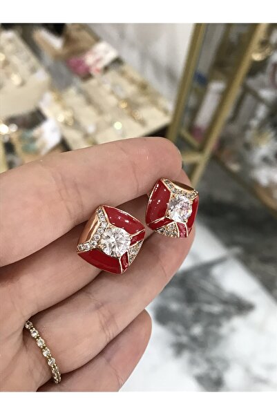 the ASEL İNCİ Xuping Stone Detailed Red Model Earrings (Non-Tarnish)