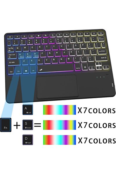 HYX 7-Color Backlit Detachable Keyboard Case for Samsung Galaxy Tab S9 / S9 FE / S10 FE / S10 Lite