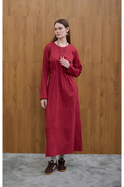 Birgül Bektaş Φόρεμα με κρυφή πιέτα σε μπορντό χρώμα