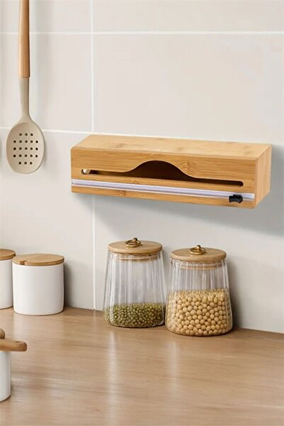 Bayev Bamboo Stretch and Foil Cutter Organizer - Bamboo Wood Stretch Wrapper and Foil Holder