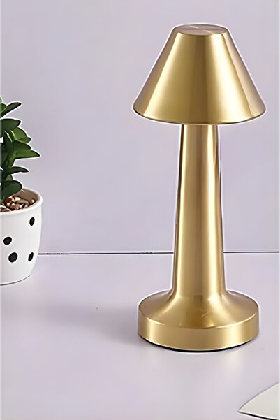MyTechCat ® Çatı Model Gold Renk Şarjlı Dokunmatik 3 Renkli LED Masa Lambası