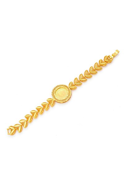 FerizZ Altın Kaplama İmitasyon Çiçek Deseni Çeyrek Altınlı Bileklik BLK-1183