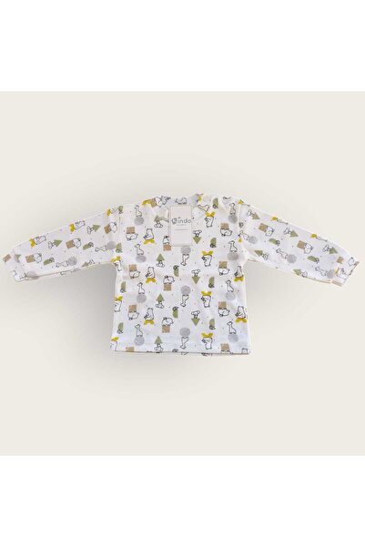 Kindo Baby Children's Patterned Long Sleeve Pajama Set with Snap Buttons on the Shoulders