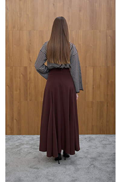 Birgül Bektaş Φούστα κρεπ με πικρό καφέ χρώμα