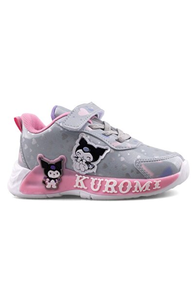 kuromi 725 Orthopedic Girl's Preschool Grey/Pink Light-Up Sneaker