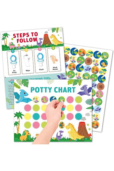 Generic Potty Training Reward Chart for Toddlers - Dinosaur Design with Stickers (DDMA)