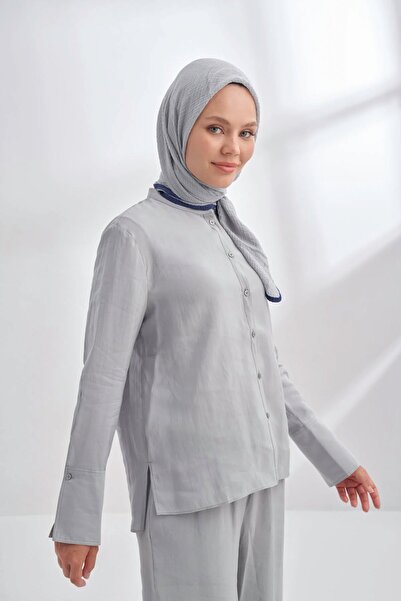 ARMANDA Müslin Biyeli Eşarp 3353-311 Gümüş