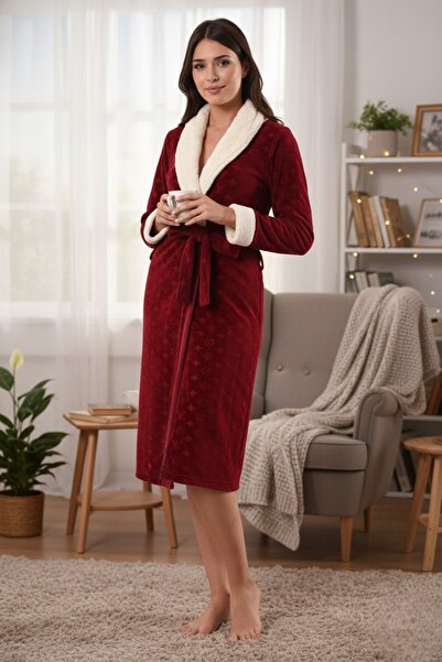 Miss Dünya Lissa Velvet Luxe Velvet Dressing Gown with Collar Detail
