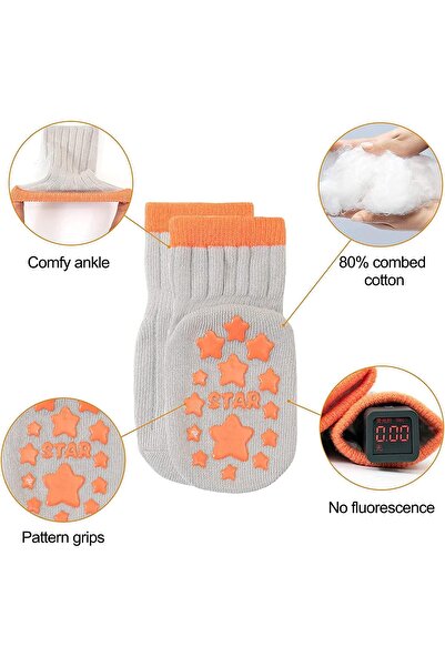 Generic 5 Pairs Baby Non-Slip Socks, Soft Breathable Cotton, Age 1-3 Years, One Size, Multicolor