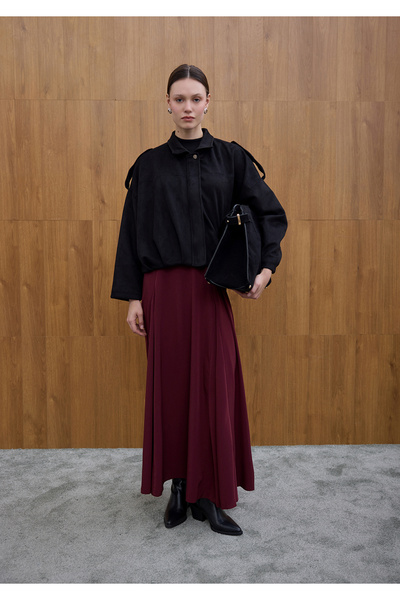 Birgül Bektaş Φούστα κρέπας με γκόντελ μελιτζάνας