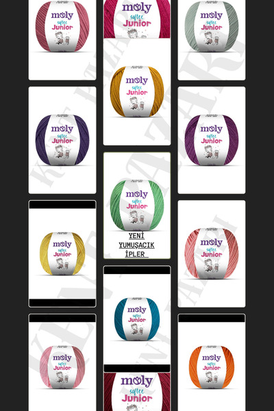 Kent Pazarı Moly Softee Junior 3 Pieces Punch Hand Knitting Yarn Amigurumi Yarn 50 Gr Bag Toy Yarn