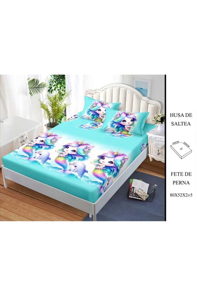 CHIRASO CHIRASO Fitted Sheet Set, Satin Cotton, 160x200 cm and 2 Pillowcases 52x80 cm