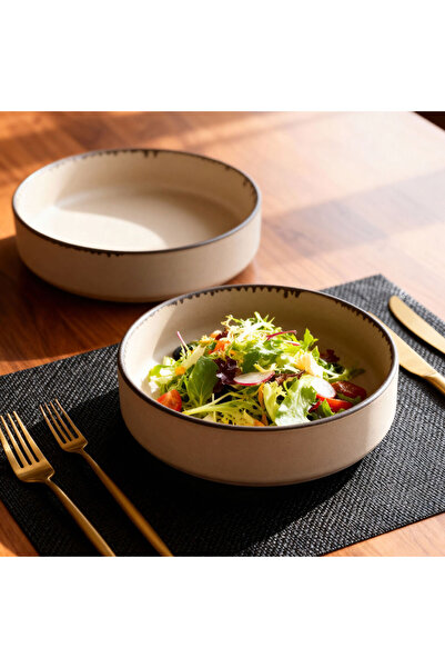 Güral Porselen وعاء سلطة إيس فاليرون قطعتين 18 سم لون بيج مطفي 26B