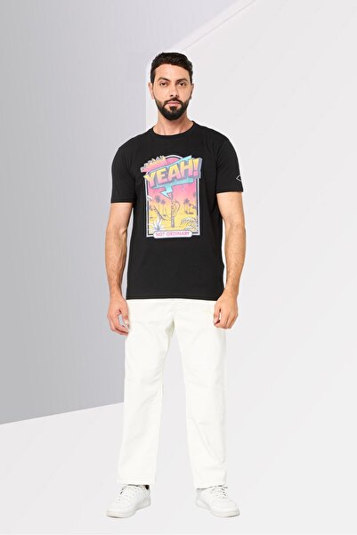 Replay Men Crew Neck Short Sleeve Graphic Print T-Shirt, Black