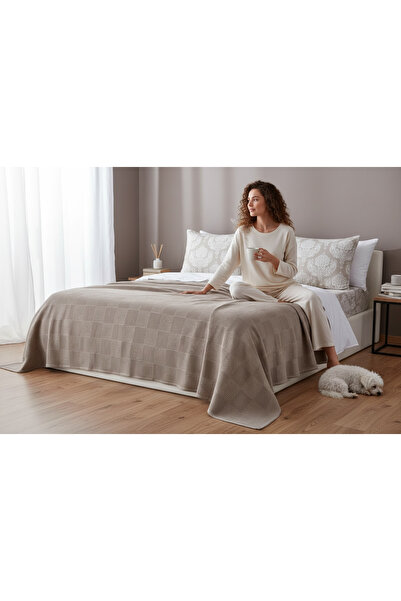 Comfort Craft 100% Cotton Weave Series Fitted Sheet Pique Set Double Size 4 Pieces Post Patterned Camel