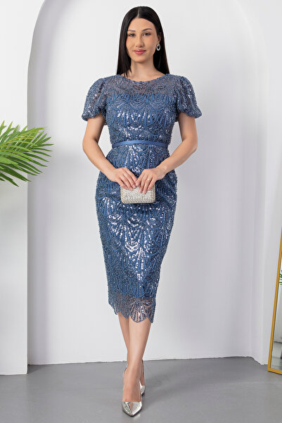 PULLIMM Βραδινό φόρεμα με λεπτομέρεια με χάντρες με λαιμόκοψη BAL152