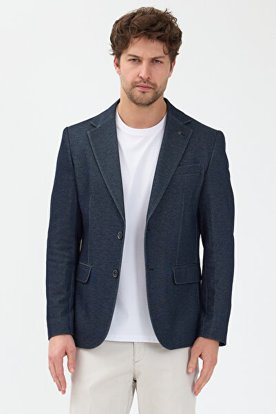 Frappoli Muller Чоловічий Синій 360 Еластичний Трикотажний Лікра Моно Комір Спортивний Блейзер