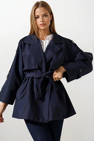 VAGGON Καμπαρντίνα με λεπτομέρεια ζώνης και δέσιμο με κορδόνια στον γιακά διπλό πέτο