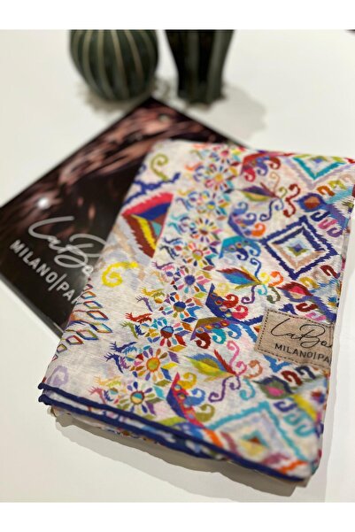 LA BOUTIQUE Organik Güz Serisi Etnik Desen Şal