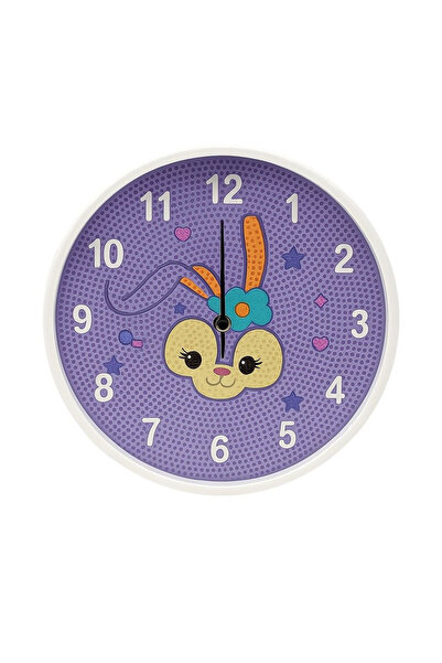BaoBao Ceas de perete pentru copii violet cu iepuraș – Model decorativ cu pie...