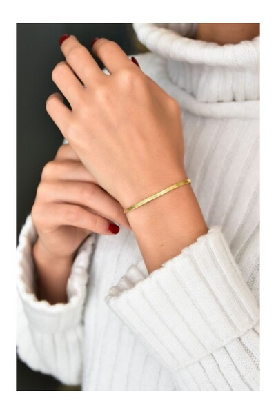Hediye Vakti Gold Color Waterway Model Steel Bracelet – Stylish and Durable A...