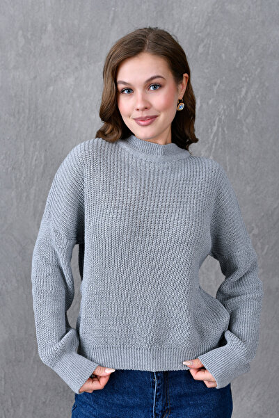 WOMAN VISION Schwarzer Oversize-Rollkragenpullover für Damen – überschnittene...