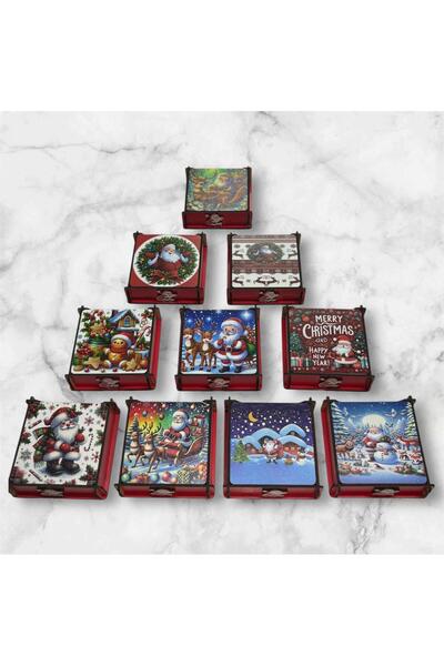 Melkady Aksesuar Melkady 552A - Christmas Themed Surprise Coasters, 6 Pieces,...