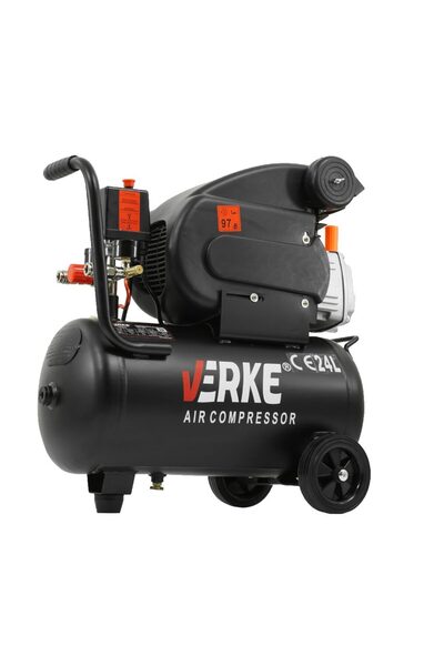 VERKE Compresor de aer cu 1 cilindri, 2CP 230V 130 L/min 8 bari, capacitate rezervor 24 litri,