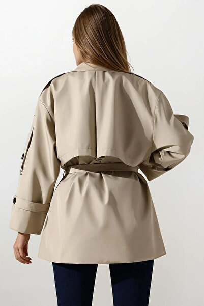 VAGGON Καμπαρντίνα με λεπτομέρεια ζώνης και δέσιμο με κορδόνια στον γιακά διπλό πέτο