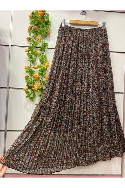 edu collection Crisp Patterned Three-Layer Chiffon Skirt with Lining