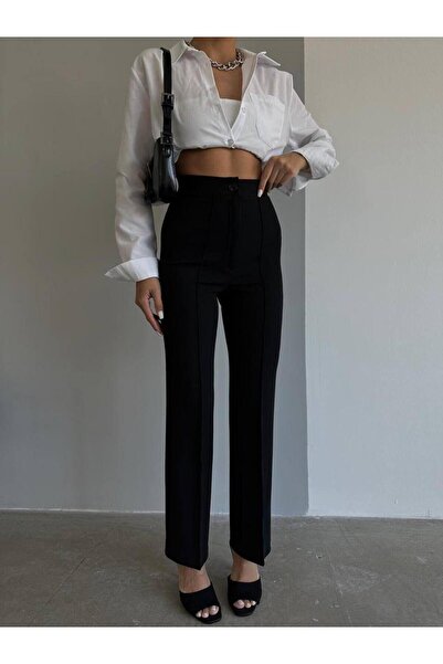 JACK CAPRİO Kadın Çımalı Full Likralı Palazzo Pantolon Çekme Solma Yapmaz