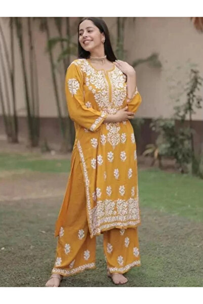 MYSMAR Yellow Rayon Cotton Salwar Kameez - FFT1656 | Yellow